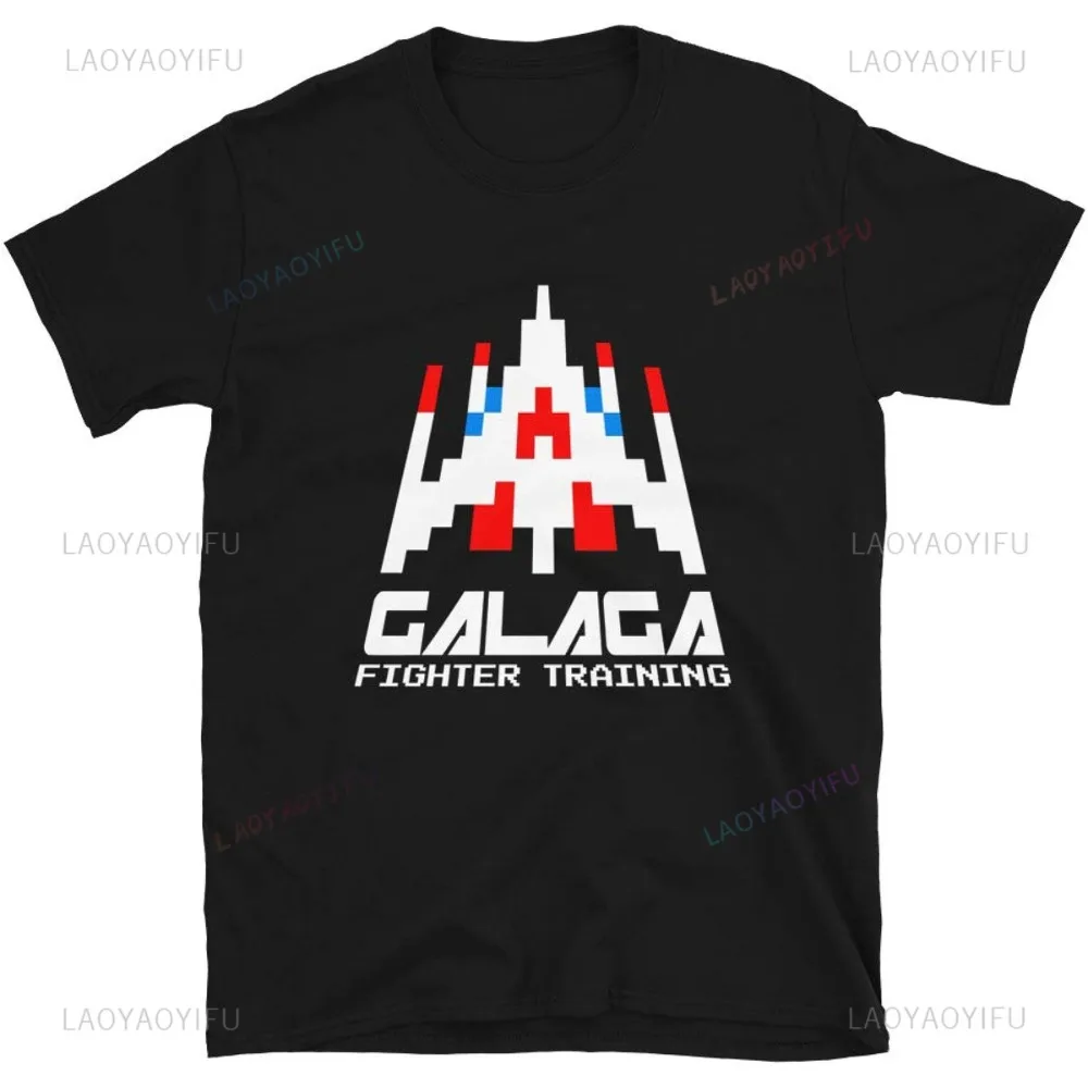 Vintage Fashion Jersey - アーケードガレガガ-男性用ヴィンテージトップス,ビデオゲーム,スペースゲームスペース,エイリアン,原宿スタイル,レトロ,カジュアル,80s, 70s