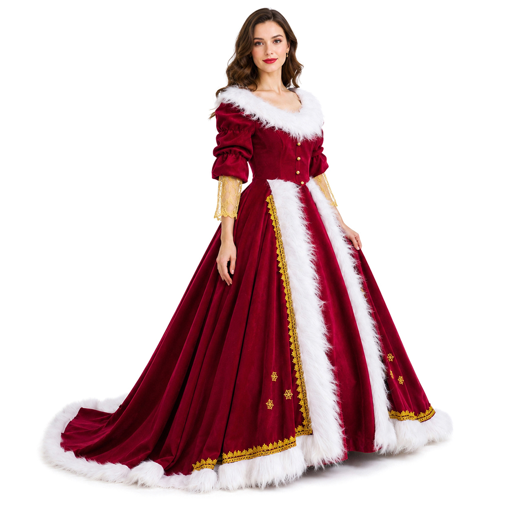 デラックスなミセス・クロースコスチューム 大人用 女性用 ミ - Vintage Fashion Dresses のレビューと価格